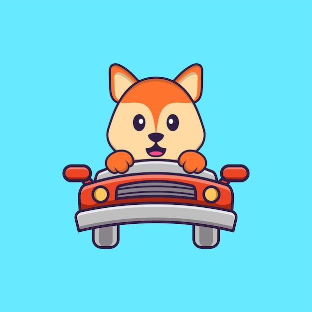 Premium Vector | Cute fox is driving. animal cartoon concept isolated ...