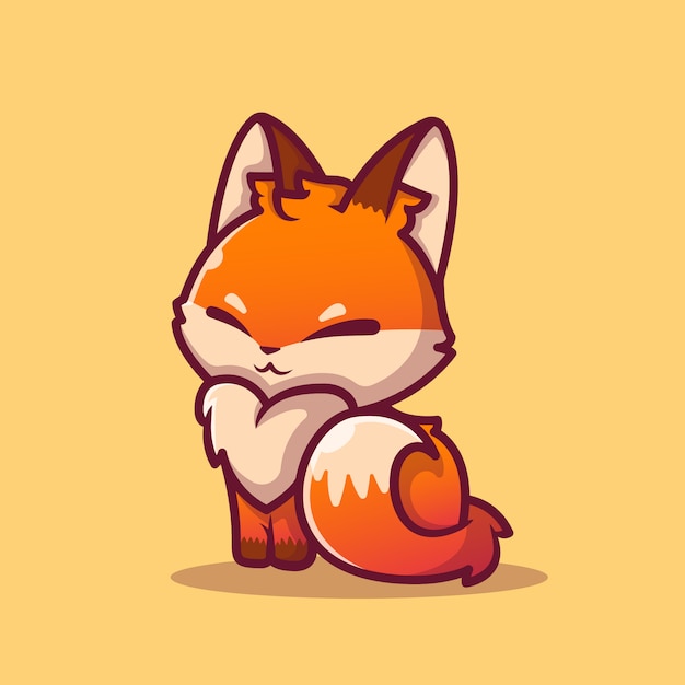 Premium Vector | Cute fox sitting cartoon icon illustration. animal ...