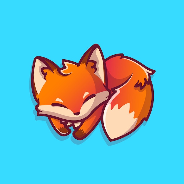 Cute fox sleeping cartoon icon illustration. animal icon concept