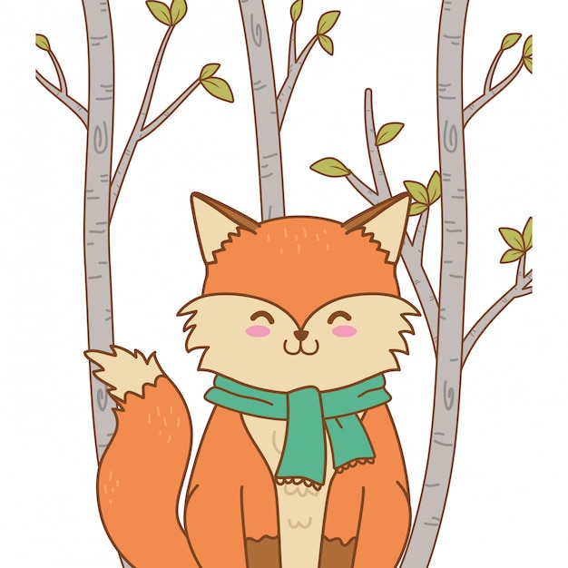 Premium Vector | Cute fox woodland character