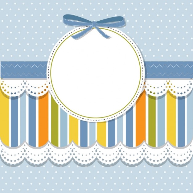 Download Cute frame with a blue bow | Free Vector