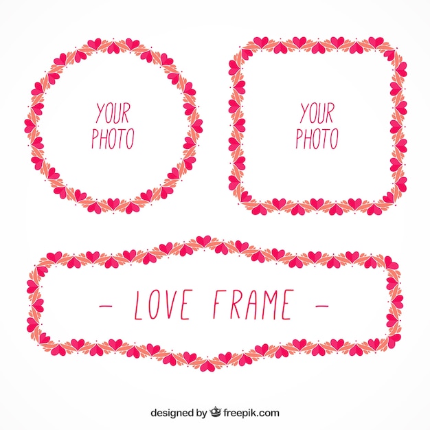 Download Cute frames with little hearts Vector | Free Download