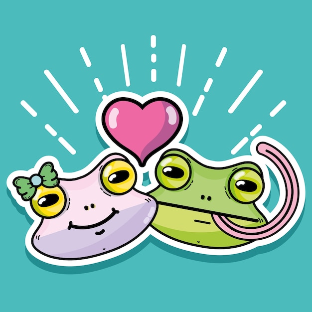 Premium Vector | Cute frog couple animal design