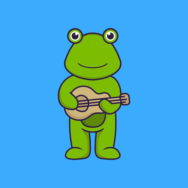 Premium Vector Cute frog playing guitar. animal cartoon concept