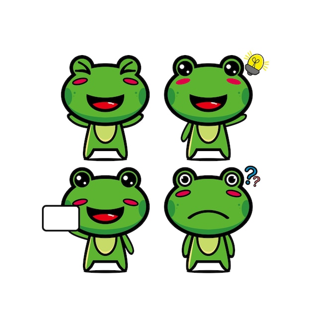 Premium Vector | Cute frog set collection vector illustration frog ...