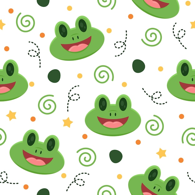 Premium Vector | Cute frogs cartoon pattern design