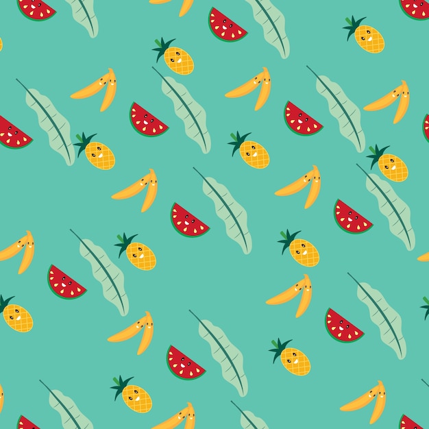 Premium Vector | Cute fruit cartoon seamless pattern