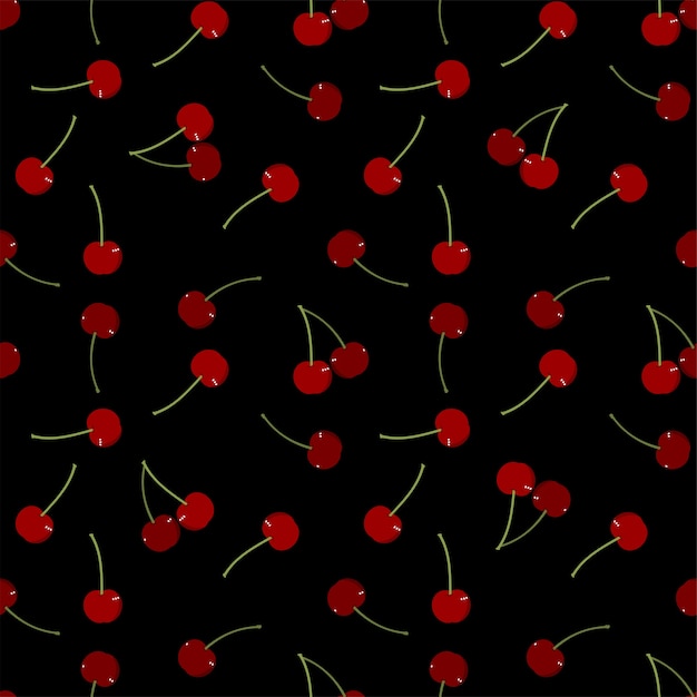 Premium Vector | Cute fruits berry seamless pattern of red cherry on ...