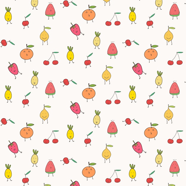 かわいいフルーツのパターンの背景 プレミアムベクター