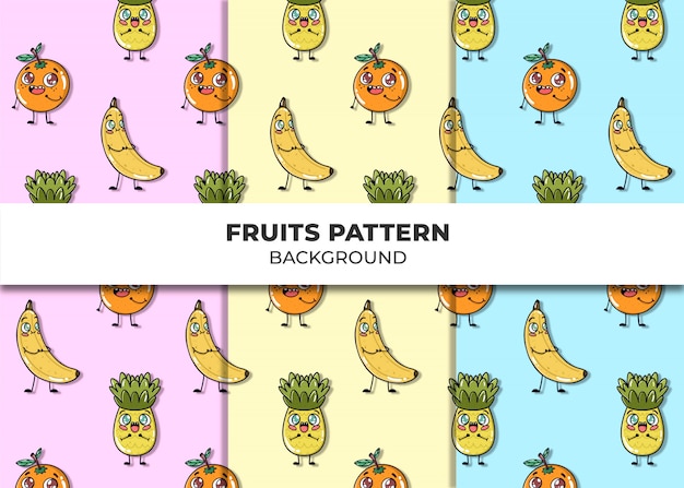 Cute fruits pattern vector Free Vector