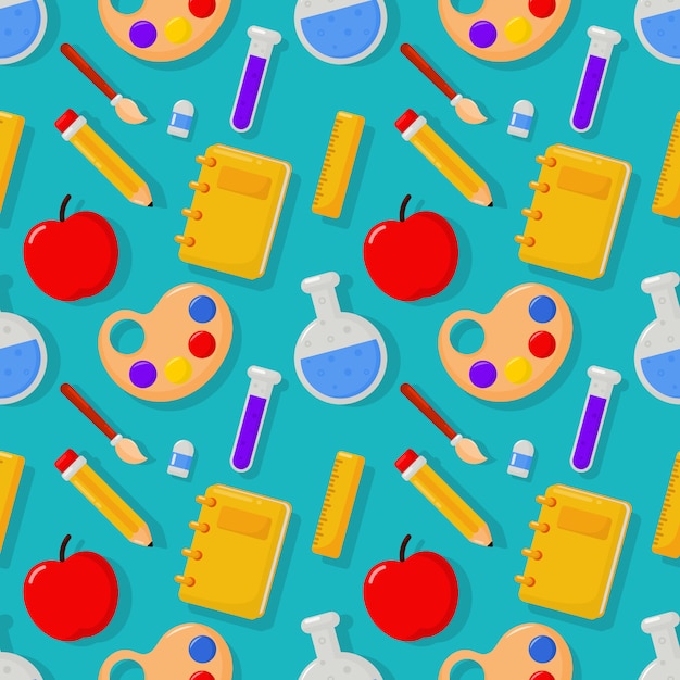 Cute Funny Back To School Seamless Pattern Premium Vector