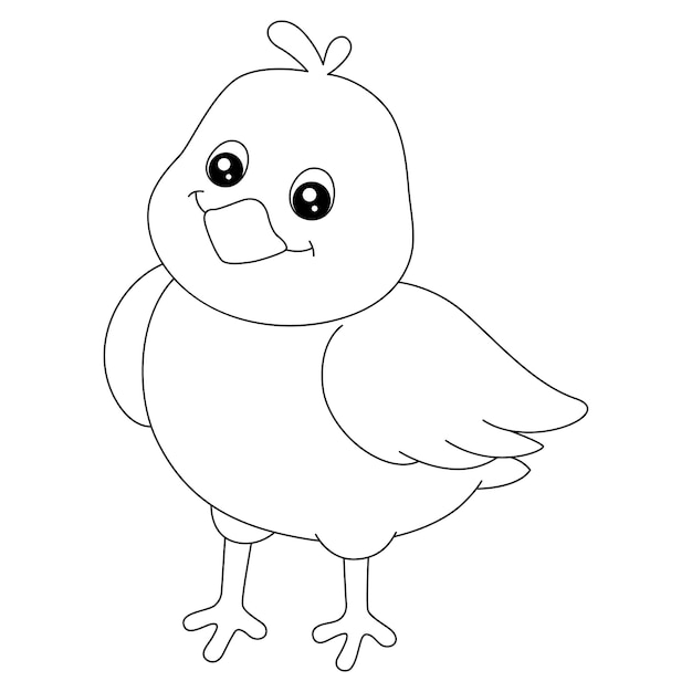 Premium Vector | A cute and funny coloring page of a chick farm animal ...