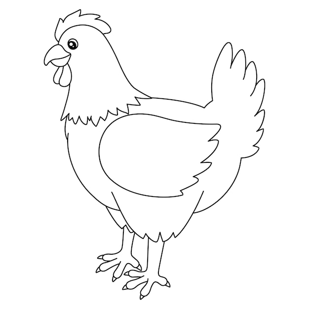 Premium Vector | A cute and funny coloring page of a chicken. provides ...
