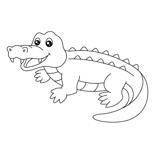 Premium Vector | A cute and funny coloring page of a crocodile ...