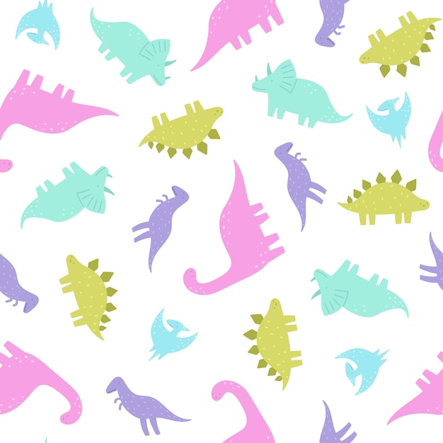 Premium Vector | Cute and funny dinosaurs. seamless pattern