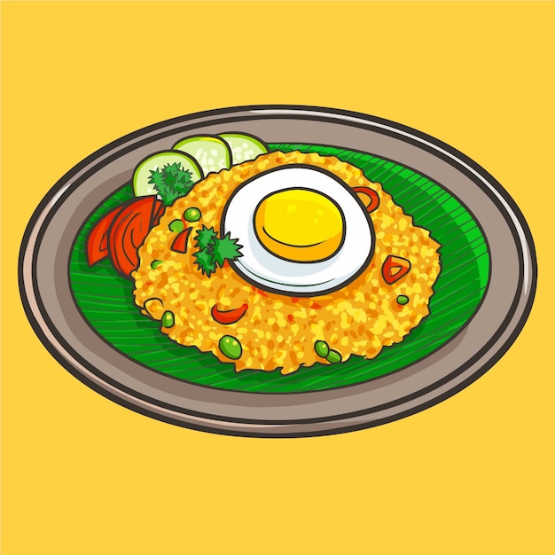 Premium Vector | Cute and funny fried rice or "nasi goreng", a