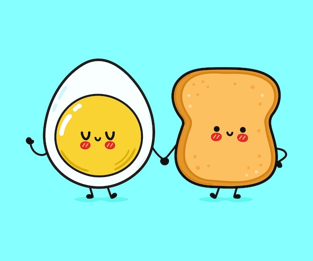 Premium Vector | Cute funny happy toast and eggs