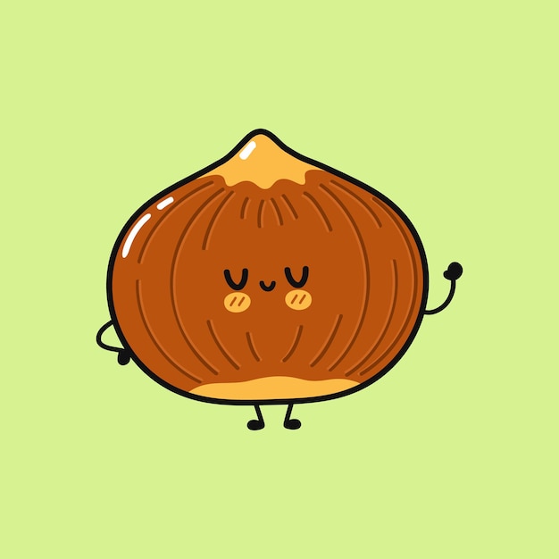 Premium Vector | Cute funny hazelnut waving hand character