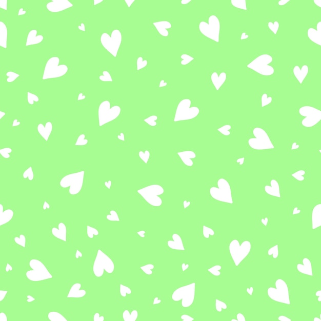 Premium Vector | Cute funny hearts concept seamless green pattern