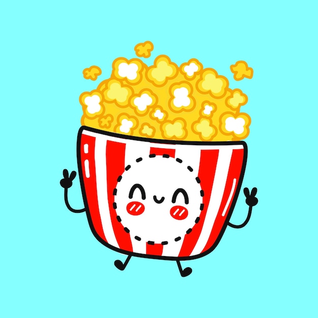 Premium Vector | Cute funny jumping popcorn character