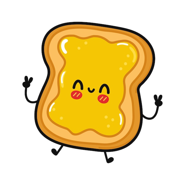 Premium Vector | Cute funny jumping toast with honey character