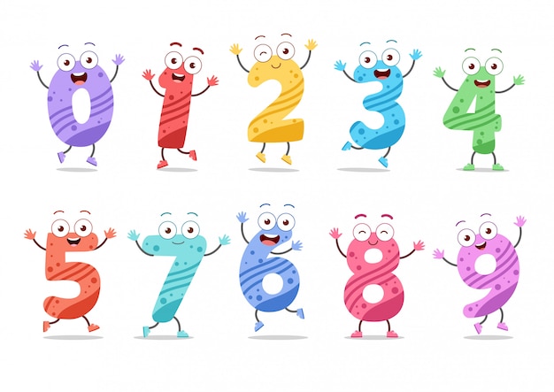 Premium Vector Cute Funny Numbers Set