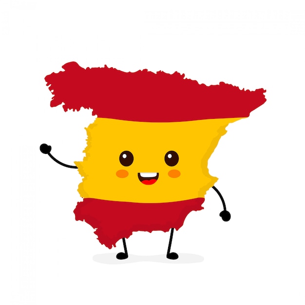 Premium Vector | Cute funny smiling happy spain map and ...