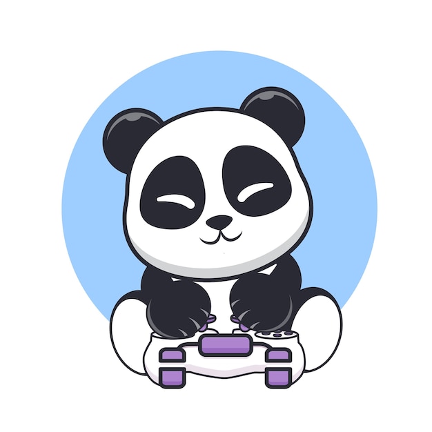 Premium Vector | Cute gaming panda cartoon illustration.