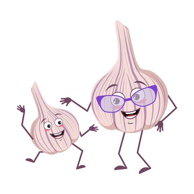 Premium Vector Cute Garlic Characters With Emotions Face Funny