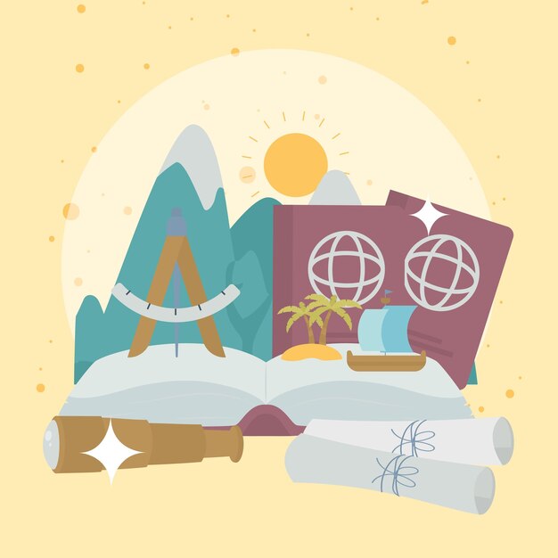 Premium Vector | Cute geography card