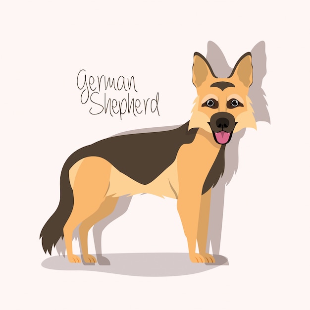 かわいいジャーマン シェパード犬ペットキャラクター プレミアムベクター