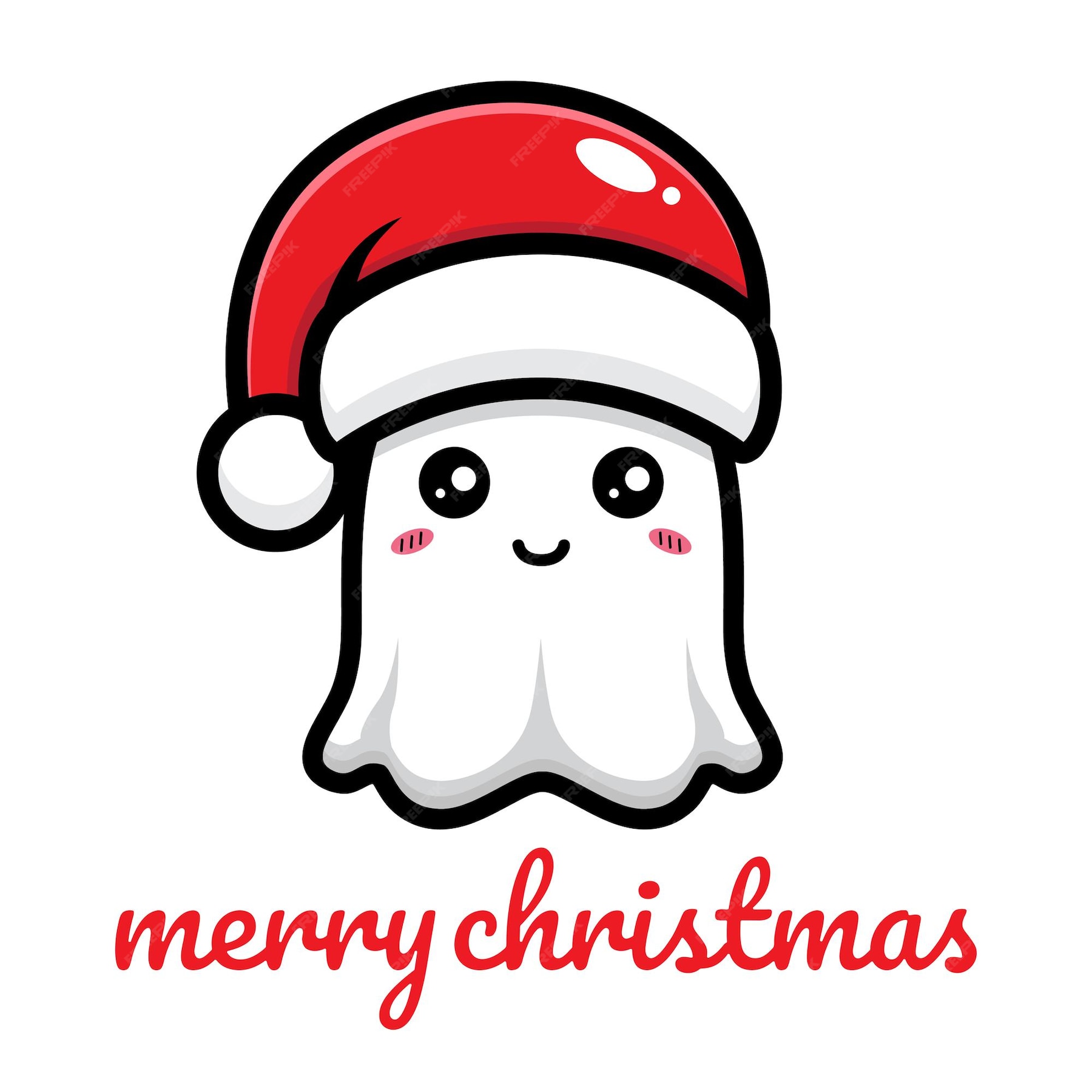 Premium Vector | Cute ghost celebrating christmas