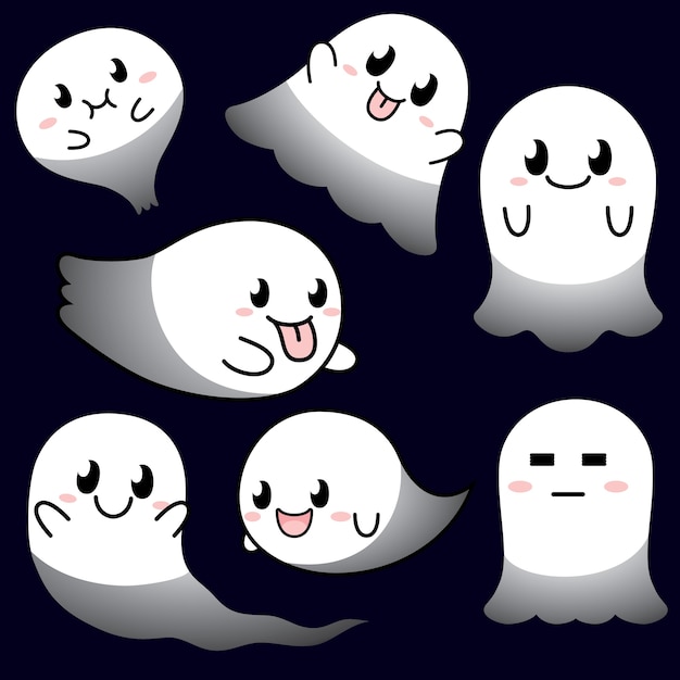 Premium Vector | Cute ghost character collection