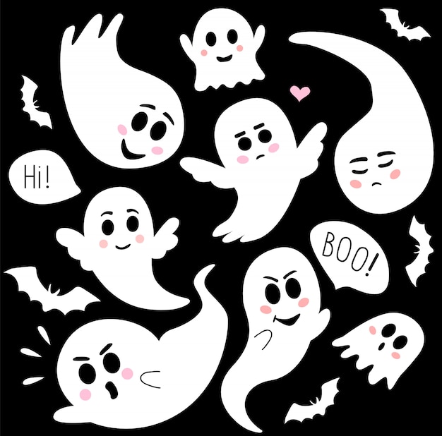 Premium Vector | Cute ghosts set. halloween concept. ghost icons isolated