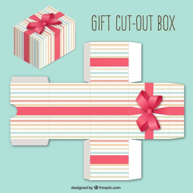 Download Cute gift box with a bow Vector | Premium Download