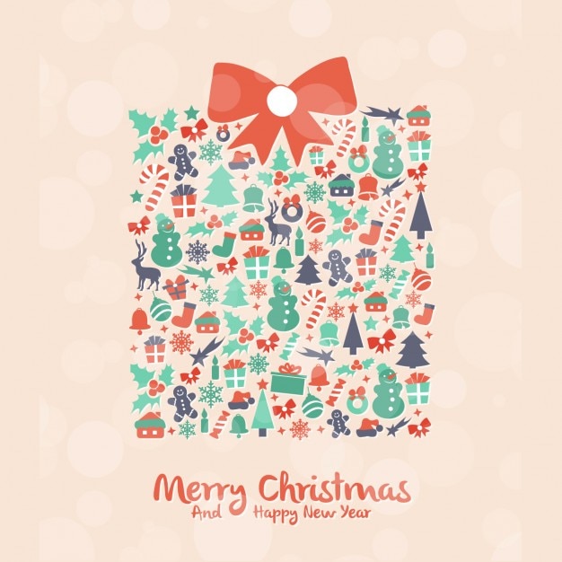 Download Free Vector | Cute gift made of christmas elements