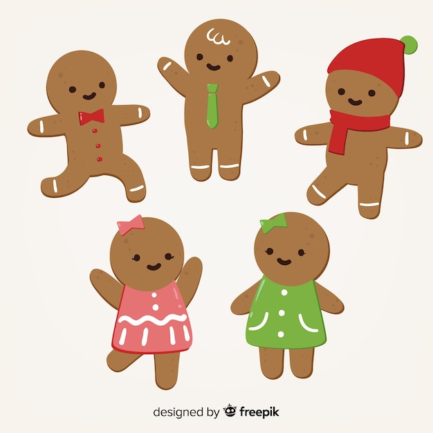 Free Vector | Cute gingerbread cookies collection