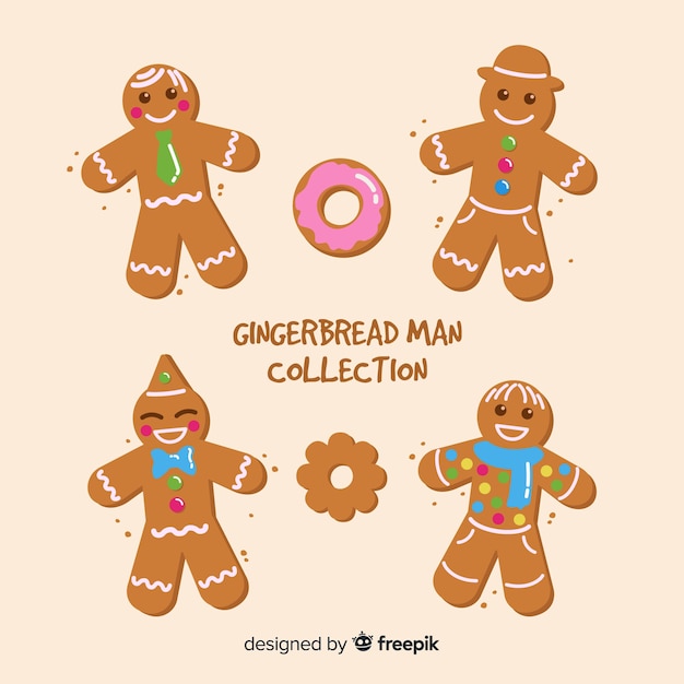 Free Vector | Cute gingerbread man collection