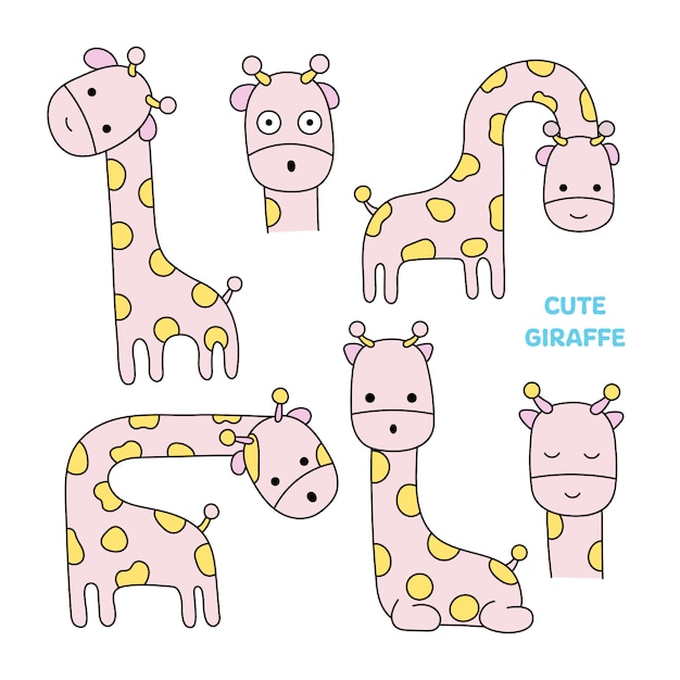 Premium Vector Cute Giraffe Hand Drawn Style