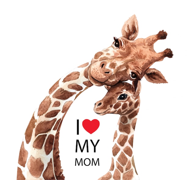 Download Mother And Baby Giraffe Clipart