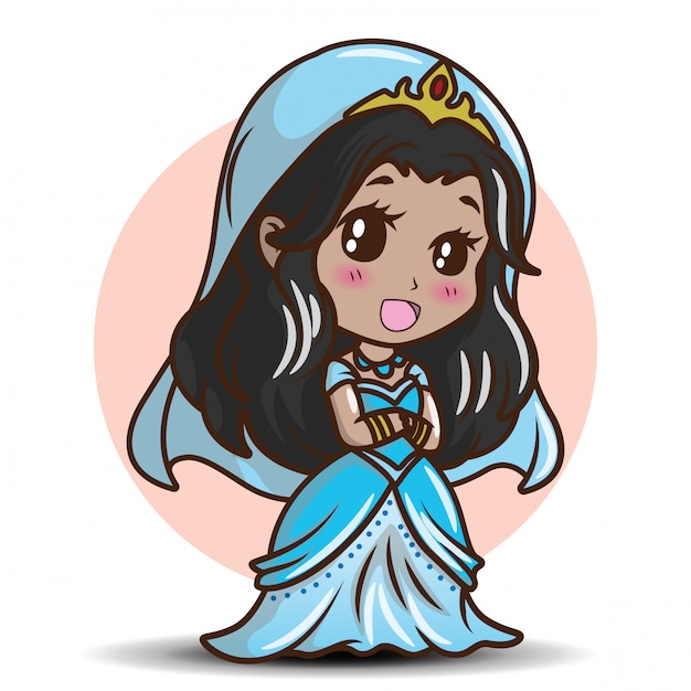 Cute Girl In Arabian Princess Costume., Fairy Tale Cartoon Concept ...