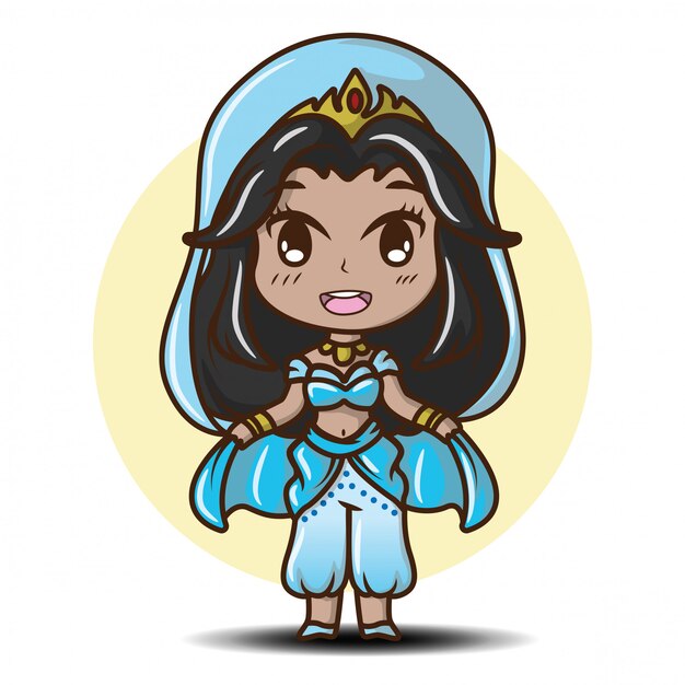 Cute girl in arabian princess costume., fairy tale cartoon concept ...