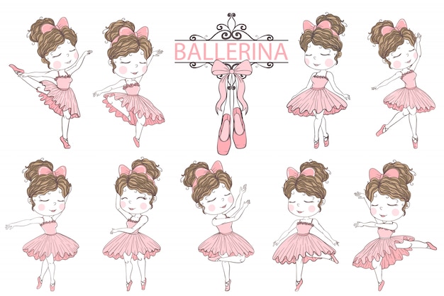 Premium Vector Cute Girl Ballerina Hand Drawn Illustration Clip Art Elements 