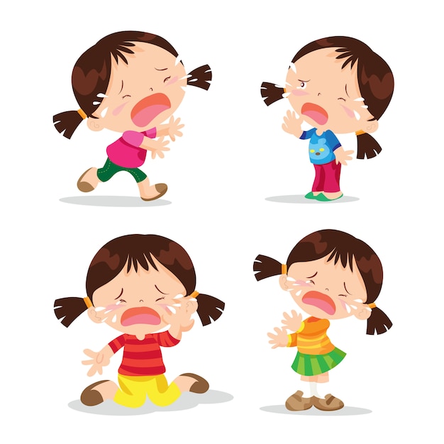 Premium Vector | Cute girl crying cartoon