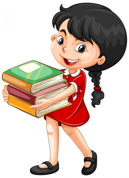 Free Vector Cute Girl Holding Books 1258