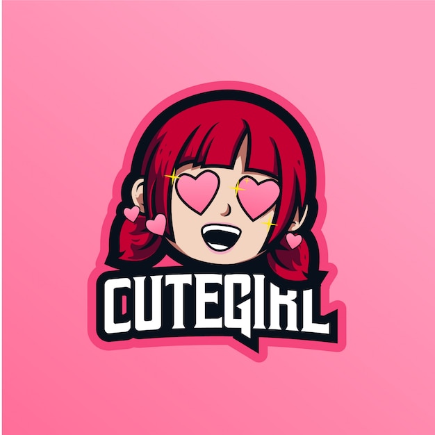 Premium Vector | Cute girl mascot logo