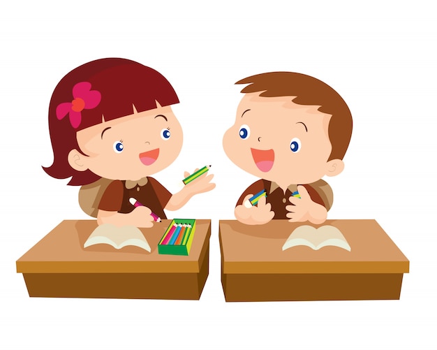 Premium Vector | Cute girl student giving for friend