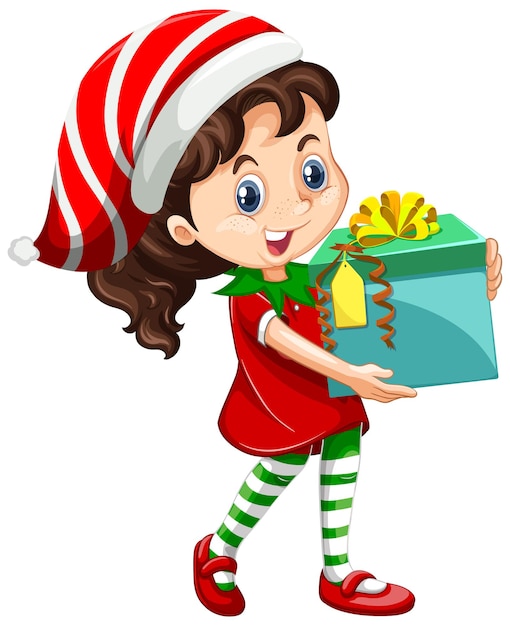 Free Vector | Cute girl wearing christmas costumes cartoon character