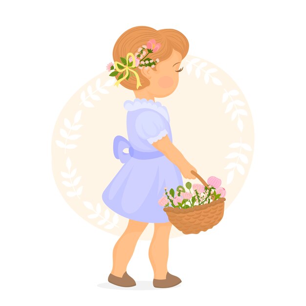 girl with a basket of flowers