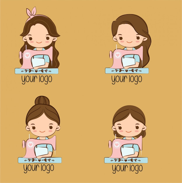 Download Free Cute Girl With Sewing Machine Cartoon For Brand Logo Design Use our free logo maker to create a logo and build your brand. Put your logo on business cards, promotional products, or your website for brand visibility.